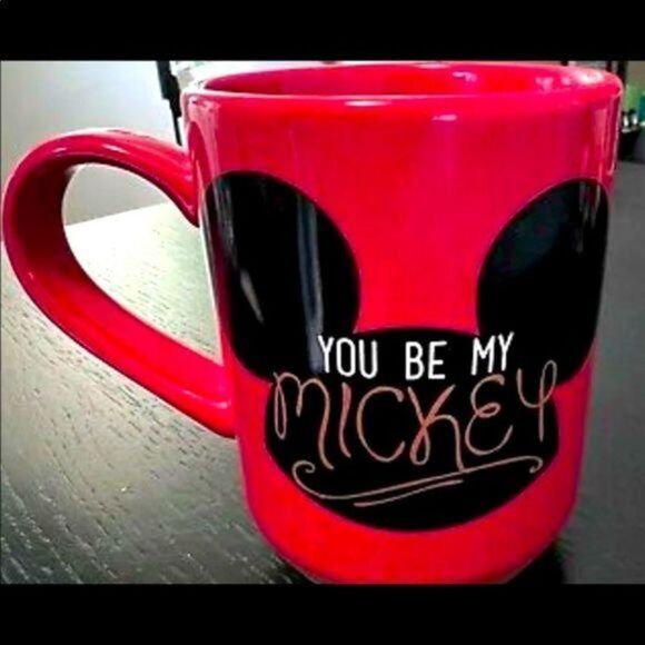 New Disney Store 2 Sided Red Mug “You Be My Mickey" & “I’ll Be Your Minnie” - Picture 1 of 6